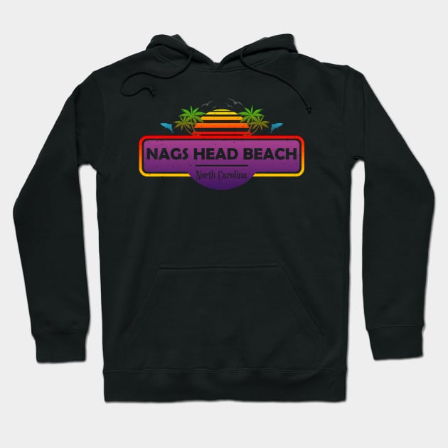 Nags Head Beach North Carolina, Palm Trees Sunset Summer Hoodie by Jahmar Anderson